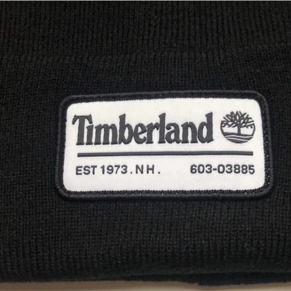 New Timberland Hat Men’s Winter Black Cuffed Knit Beanie Hat Casual Outdoor Fall - Picture 3 of 11